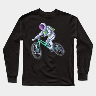 Astronaut on a bicycle to the moon Long Sleeve T-Shirt